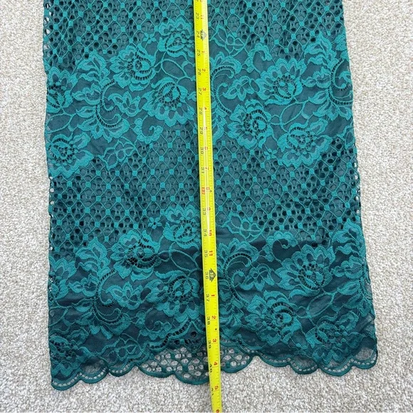 NEW Donna Ricco Hunter Teal Lace Midi Dress Size 4 - Picture 7 of 11